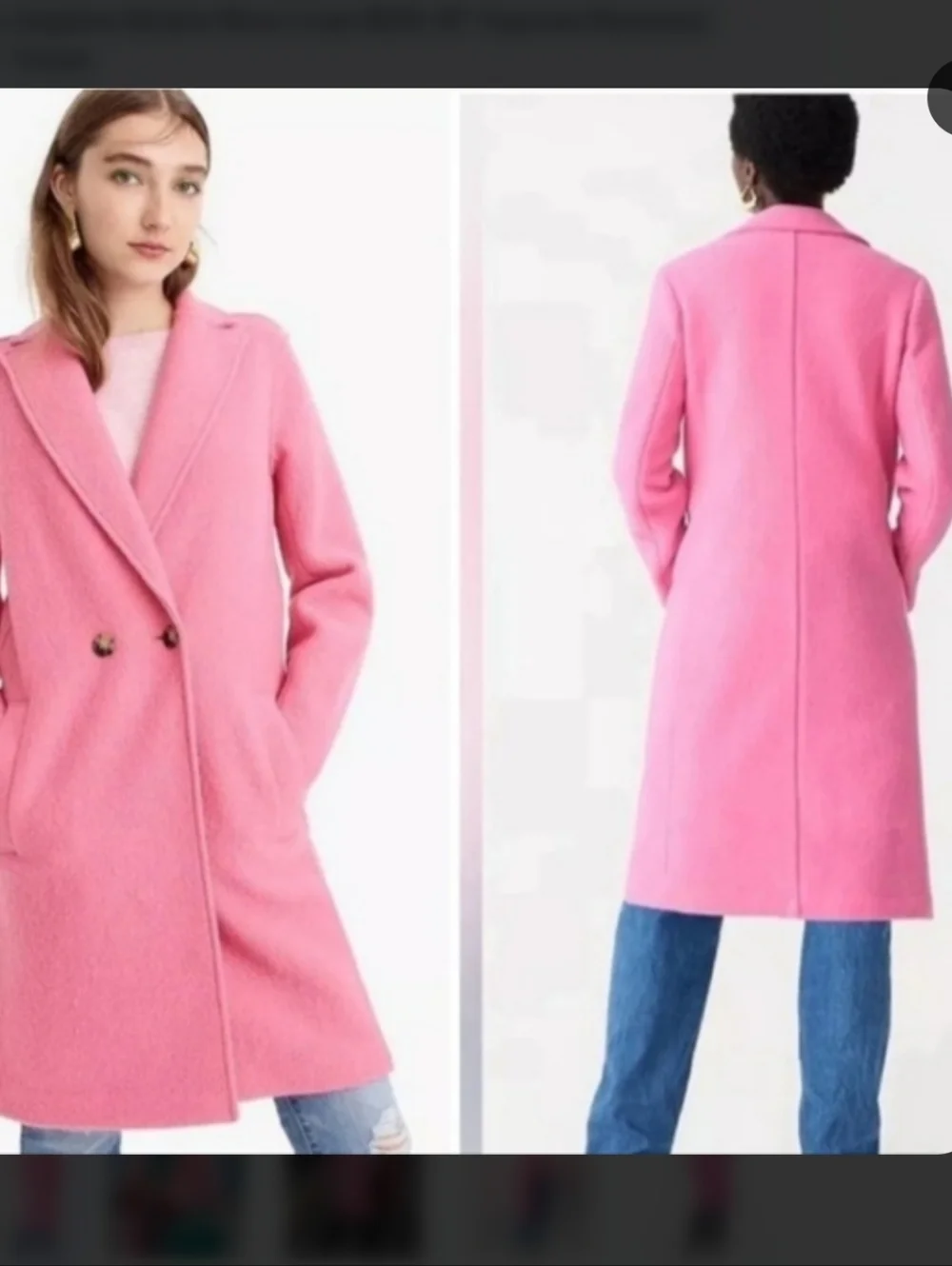 J. Crew Bright Pink Daphne Italian Boiled Wool Coat Size 0 - Picture 2 of 11